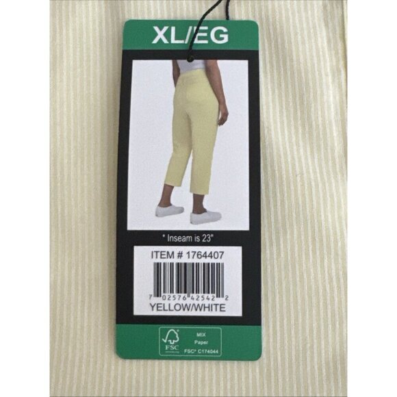Mario Serrani Women's XL Comfort Stretch Capri Pant Yellow Stripe NWT 9310 - Picture 10 of 16